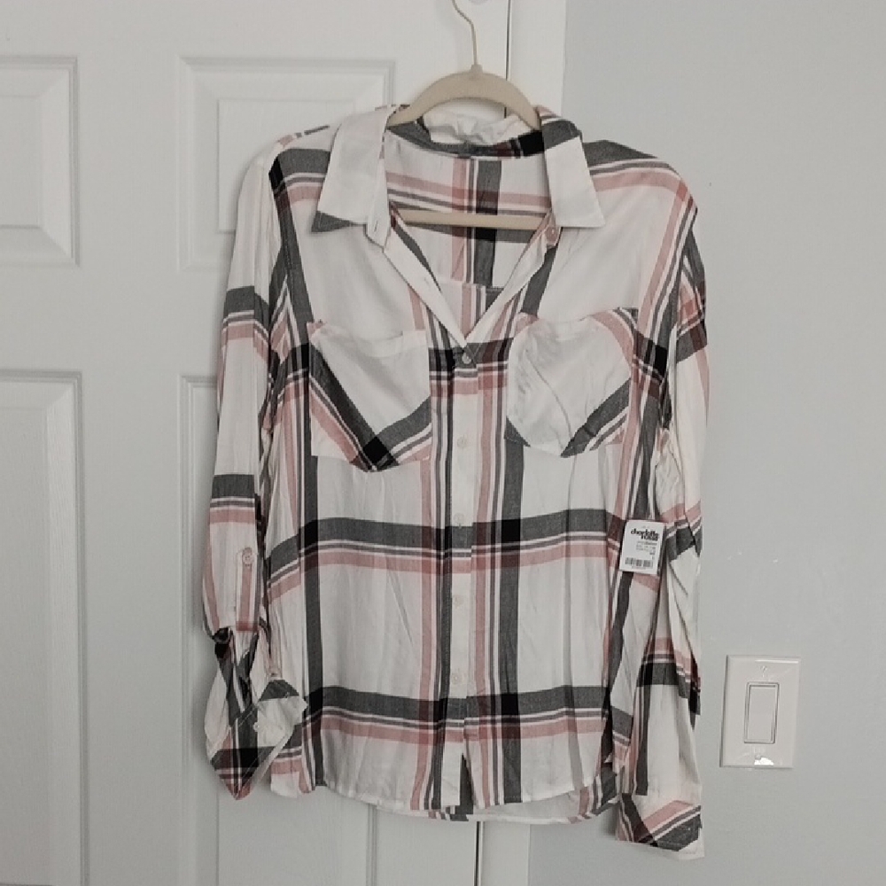 NWT 3/$15 Charlotte Russe Plaid Button-Up Shirt